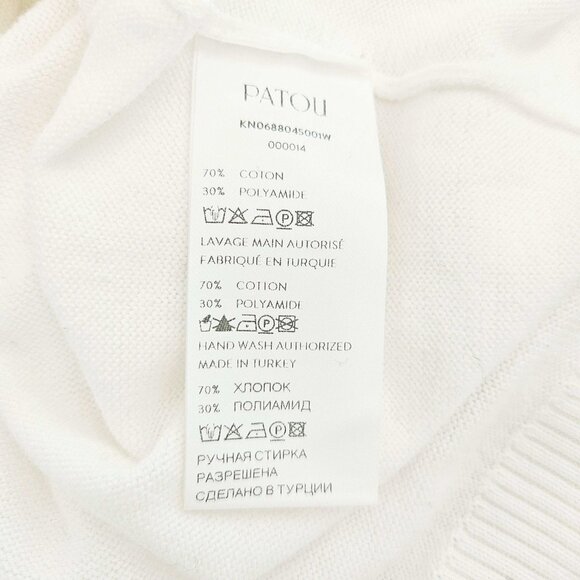 PATOU WHITE SHORT SLEEVES JACQUARD COTTON KNIT TOP (M) - Picture 6 of 7